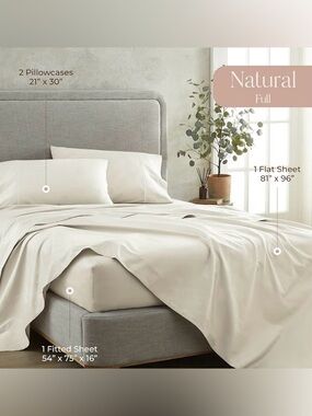 100% Organic Cotton Sheets Full Size. GOTS Certified Organic. NEW